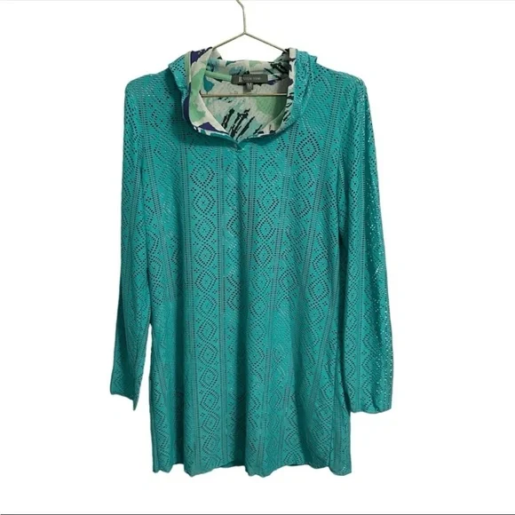 Title Nine Amphib Tunic Swim Coverup Turquoise XS Hood - Picture 1 of 8